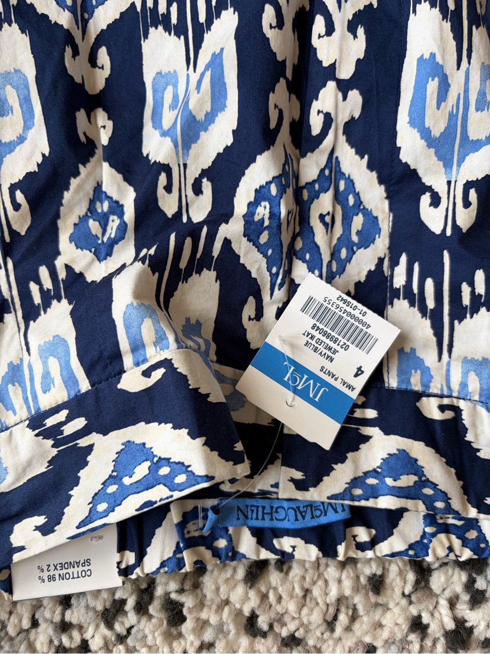 J. McLaughlin NwT Navy and White Ikat Wide-Leg Pants 4 - Picture 6 of 6